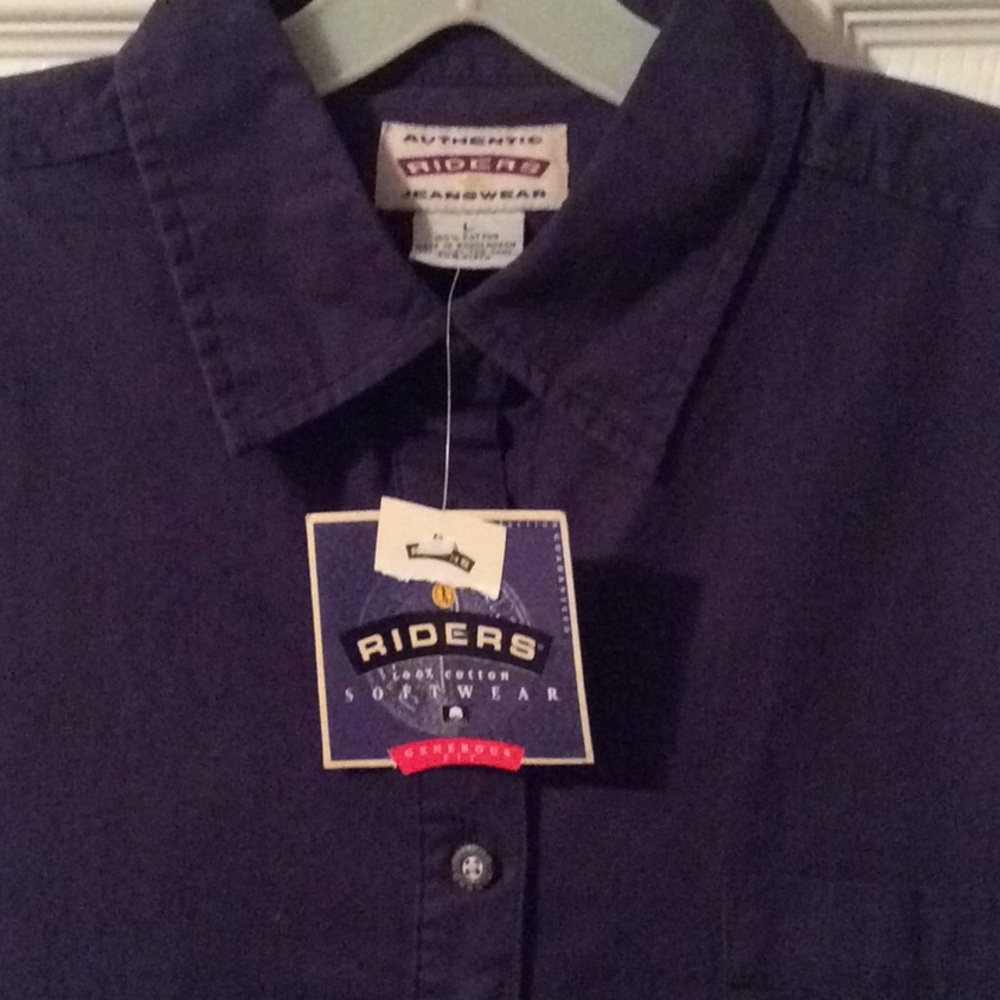 Navy long sleeve button down shirt, nwt, L - Picture 2 of 4